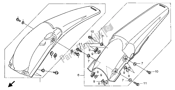 Todas las partes para Guardabarros Trasero de Honda CRF 250R 2007