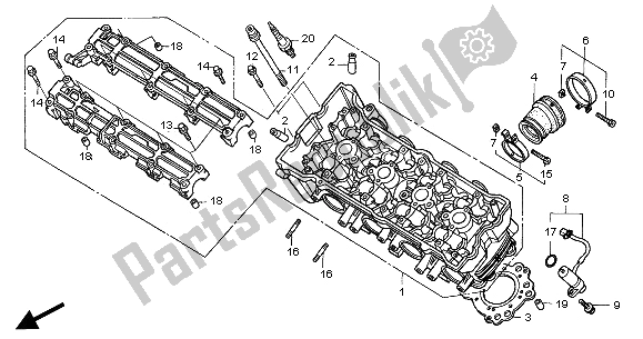 All parts for the Cylinder Head of the Honda CB 900F Hornet 2005