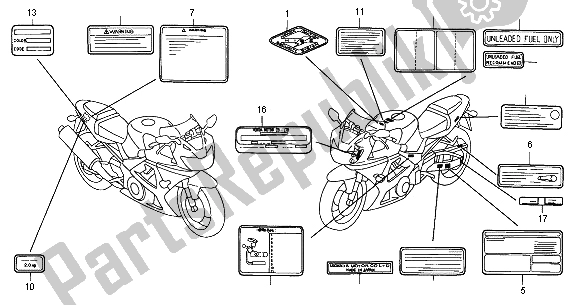 All parts for the Caution Label of the Honda CBR 900 RR 2001