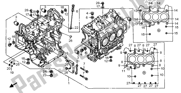 All parts for the Cylinder Block of the Honda GL 1500 SE 1996