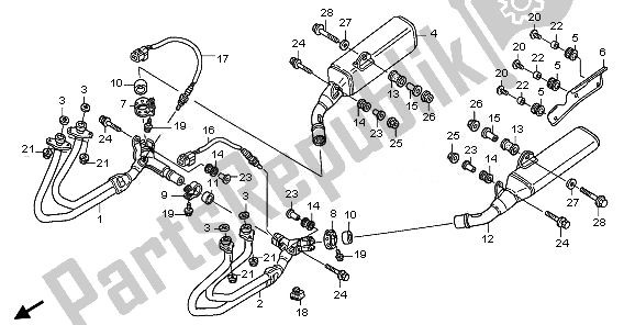 All parts for the Exhaust Muffler of the Honda ST 1300A 2010