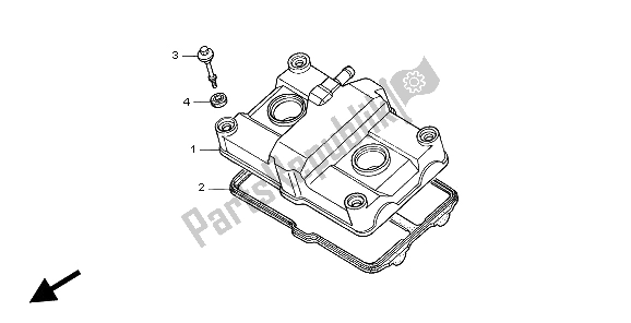 All parts for the Cylinder Head Cover of the Honda CB 500 1999