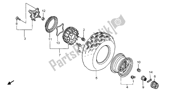 All parts for the Front Wheel of the Honda TRX 650 FA Fourtrax Rincon 2004