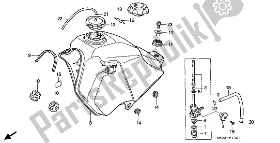 All parts for the Fuel Tank of the Honda NX 250 1993