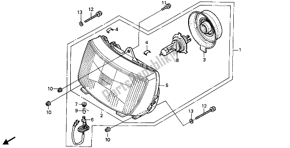 All parts for the Headlight (eu) of the Honda CBR 600F 1990