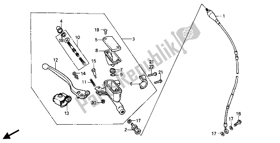 Todas las partes para Cilindro Maestro Del Freno Delantero de Honda CR 125R 1989