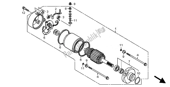 All parts for the Starting Motor of the Honda TRX 250X 2010