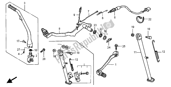 Todas as partes de Braço De Arranque De Pedal E Chute do Honda XR 400R 1996