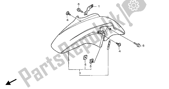 All parts for the Front Fender of the Honda CBF 500 2007