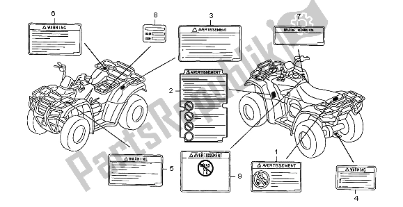 All parts for the Caution Label of the Honda TRX 400 FA Fourtrax Rancher AT 2004