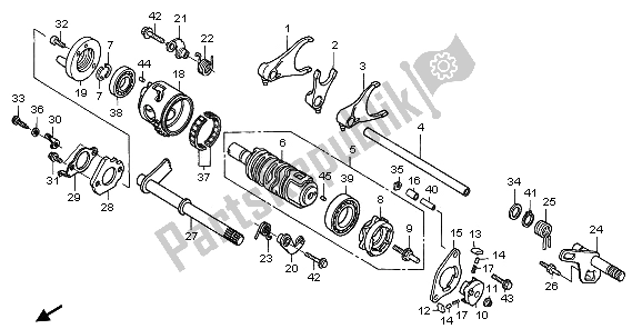 All parts for the Gearshift Drum of the Honda TRX 300 EX Sportrax 2003