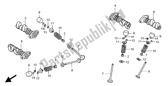 All parts for the Camshaft & Valve of the Honda XL 1000V 2004