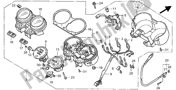 All parts for the Meter (kmh) of the Honda CB 750F2 1999