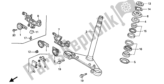 All parts for the Steering Stem of the Honda NTV 650 1991