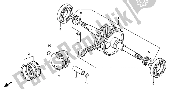 All parts for the Crankshaft & Piston of the Honda SH 150 2007