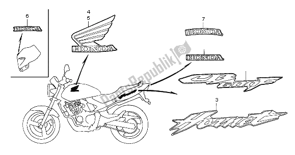 Alle onderdelen voor de Mark van de Honda CB 600F Hornet 2006