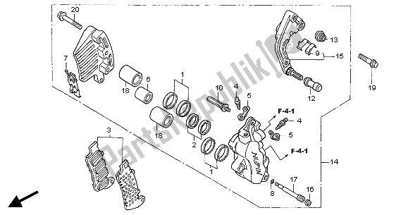 Alle onderdelen voor de L. Remklauw Voor van de Honda NT 650V 2004