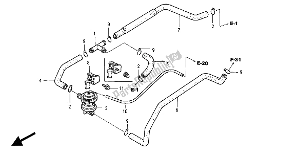 All parts for the Air Injection Control Valve of the Honda VT 1100C2 2000