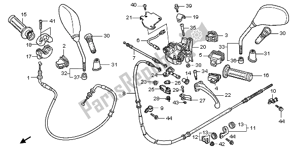 All parts for the Handle Lever & Switch & Cable of the Honda PES 125R 2009