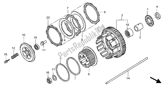 All parts for the Clutch of the Honda VFR 800 FI 2001