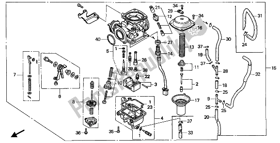 Tutte le parti per il Carburatore del Honda CB 250 1992