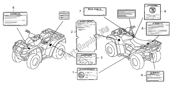 Tutte le parti per il Etichetta Di Avvertenza del Honda TRX 680 FA 2007