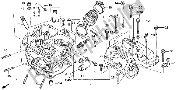 All parts for the Cylinder Head of the Honda XR 650R 2006