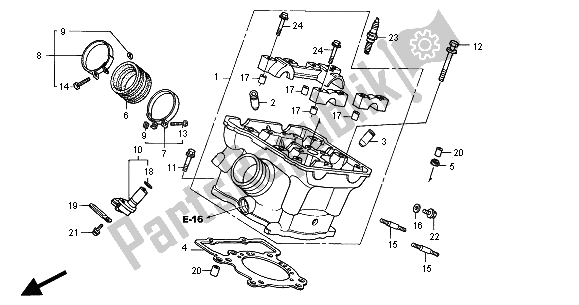 All parts for the Rear Cylinder Head of the Honda VTR 1000 SP 2000