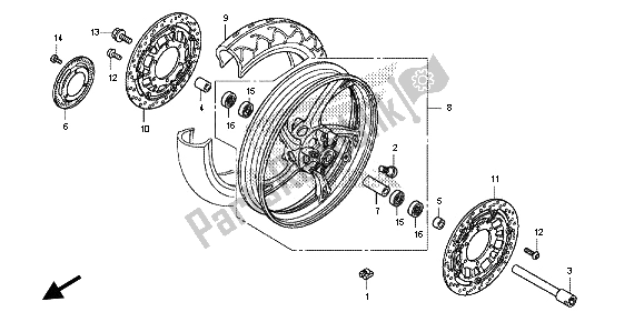 All parts for the Front Wheel of the Honda CB 600 FA Hornet 2013