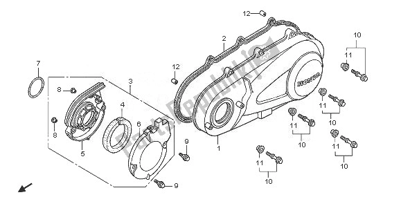 Tutte le parti per il Coperchio Carter Sinistro del Honda PES 125R 2008