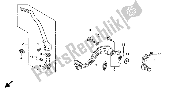 All parts for the Pedal & Kick Starter Arm of the Honda CRF 450R 2009