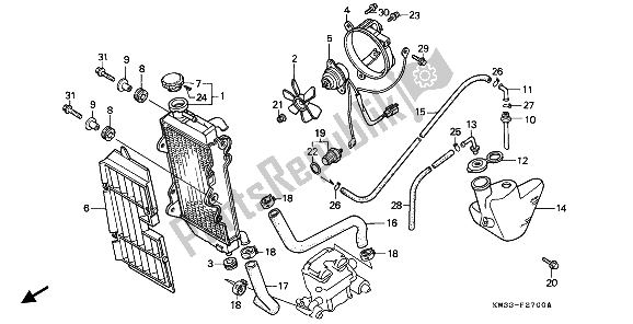 Toutes les pièces pour le Radiateur du Honda NX 250 1993