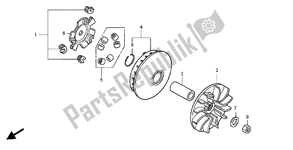 Toutes les pièces pour le Visage D'entraînement du Honda SH 125R 2012