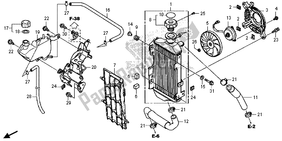 All parts for the Radiator of the Honda CRF 250M 2015