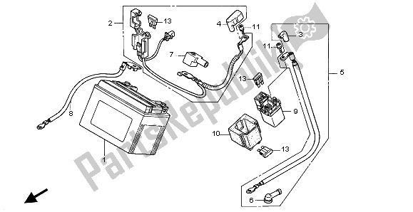 All parts for the Battery of the Honda VTR 1000 SP 2002