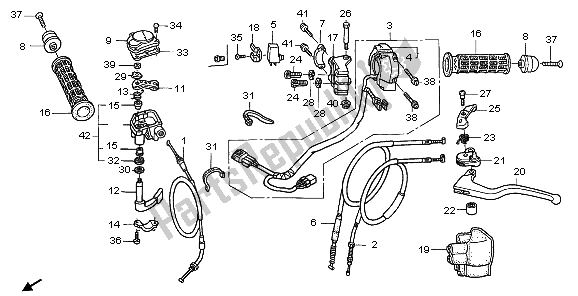 Todas las partes para Manejar Palanca E Interruptor Y Cable de Honda TRX 400 EX Sportrax 2003