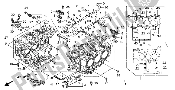 All parts for the Cylinder Block of the Honda GL 1800 2009