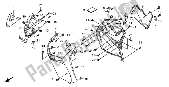 All parts for the Front Cover of the Honda SH 125R 2011