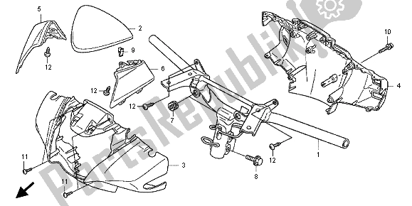 All parts for the Handle Pipe & Handle Cover of the Honda SH 300A 2012