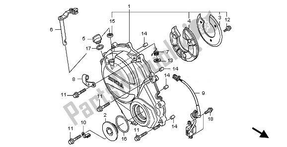 Alle onderdelen voor de Rechter Carterdeksel van de Honda CBF 600 SA 2010