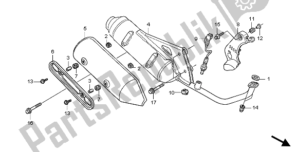 All parts for the Exhaust Muffler of the Honda PES 125 2007