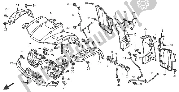 Alle onderdelen voor de Voorspatbord van de Honda TRX 400 FA Fourtrax Rancher AT 2005