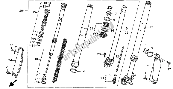 All parts for the Front Fork of the Honda CRF 450X 2009