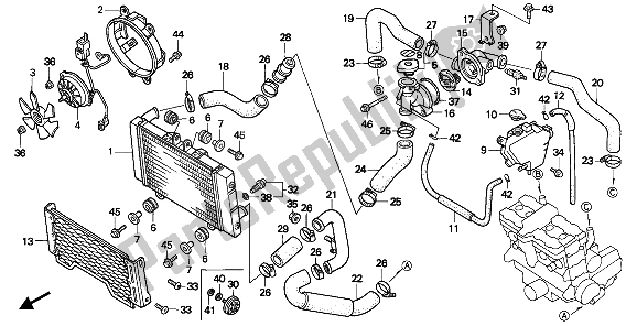 Todas as partes de Radiador do Honda CB 1000F 1993