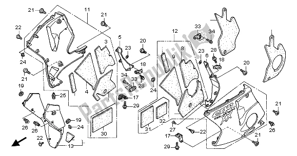 Todas as partes de Capuz Inferior do Honda CBR 1100 XX 2003