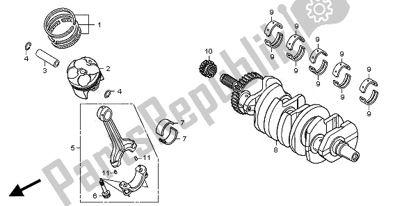 All parts for the Crankshaft & Piston of the Honda CBR 600 RA 2011