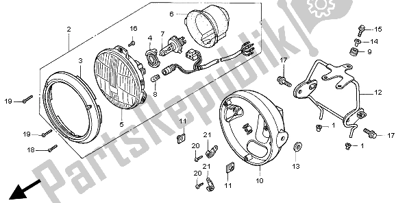 All parts for the Headlight (eu) of the Honda CLR 125 1998