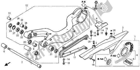 All parts for the Swingarm of the Honda VFR 800X 2012