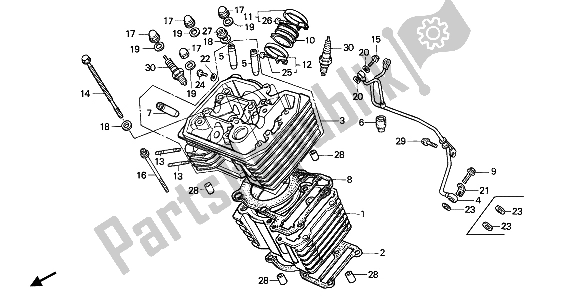 All parts for the Cylinder & Cylinder Head (front) of the Honda XL 600 1988