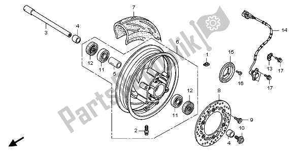 All parts for the Front Wheel of the Honda FJS 400A 2011